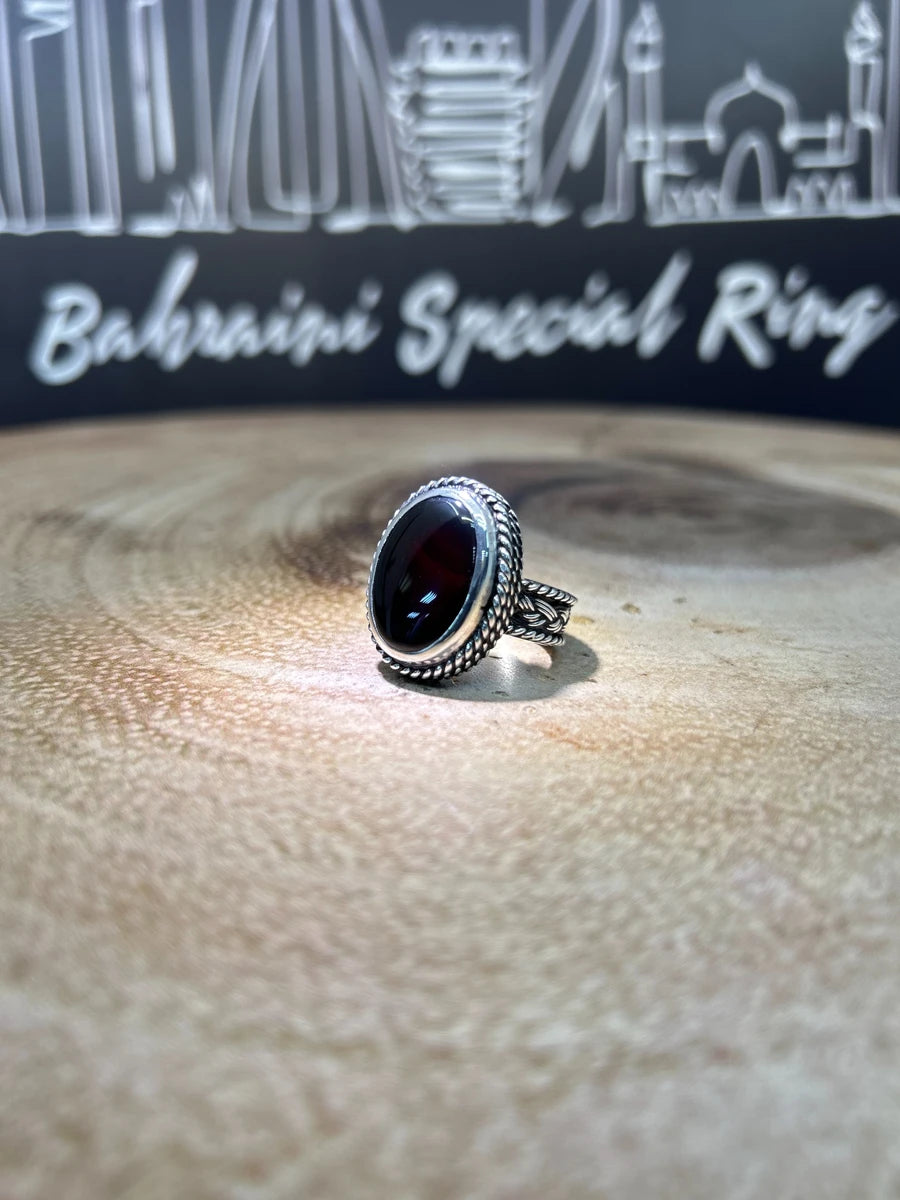 Dark Red Aqeeq · Ring — original BH Special Rings photograph